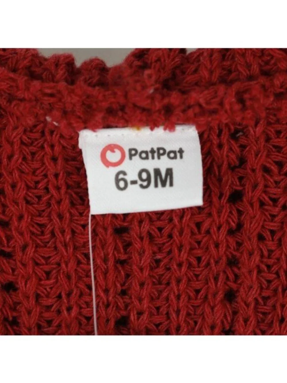 PatPat Infant Size 6-9 Months Red White Cabled Hooded Snap Up Cardigan NWT